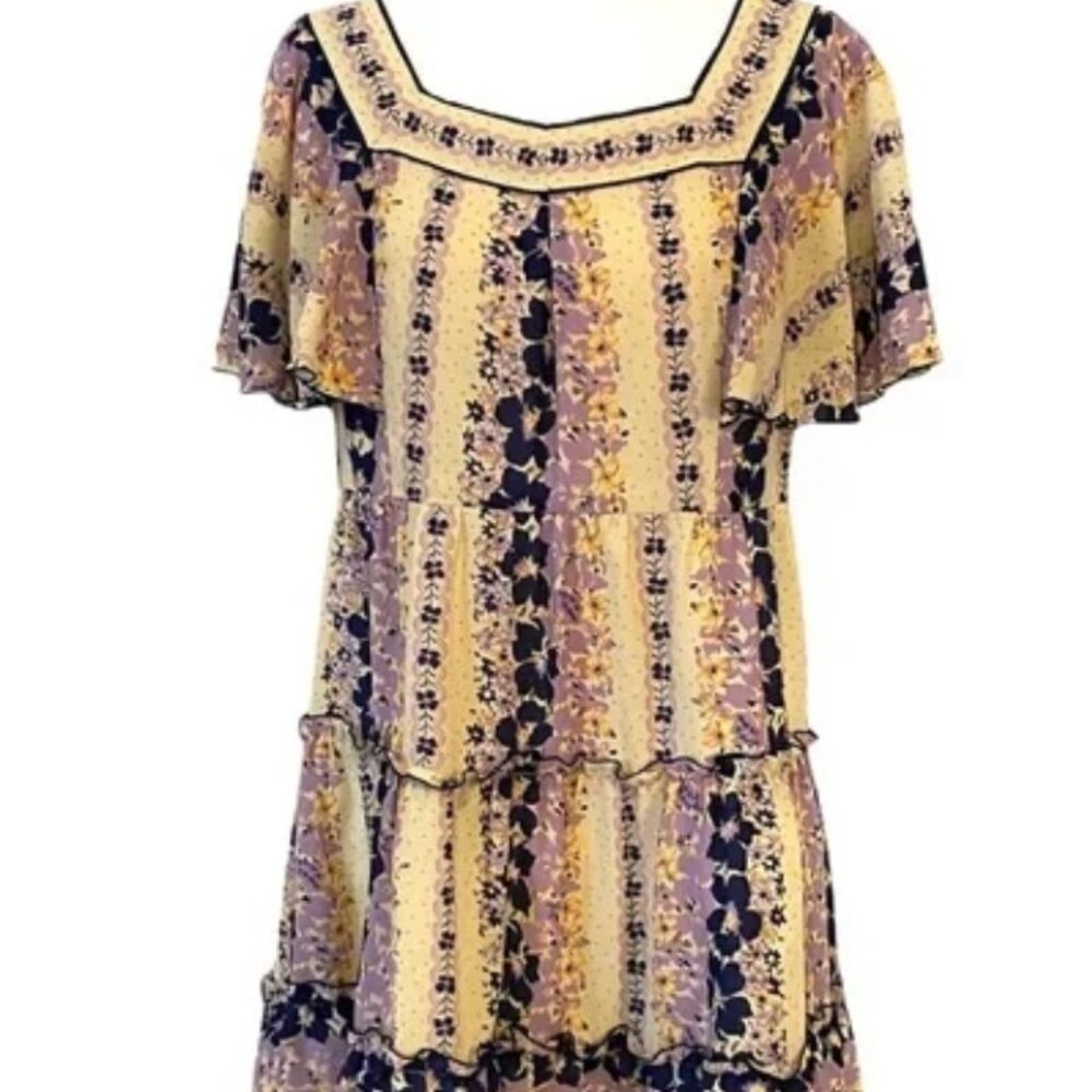Dolly Girl by Anna Sui Floral Tiered Ruffle Mini Dress